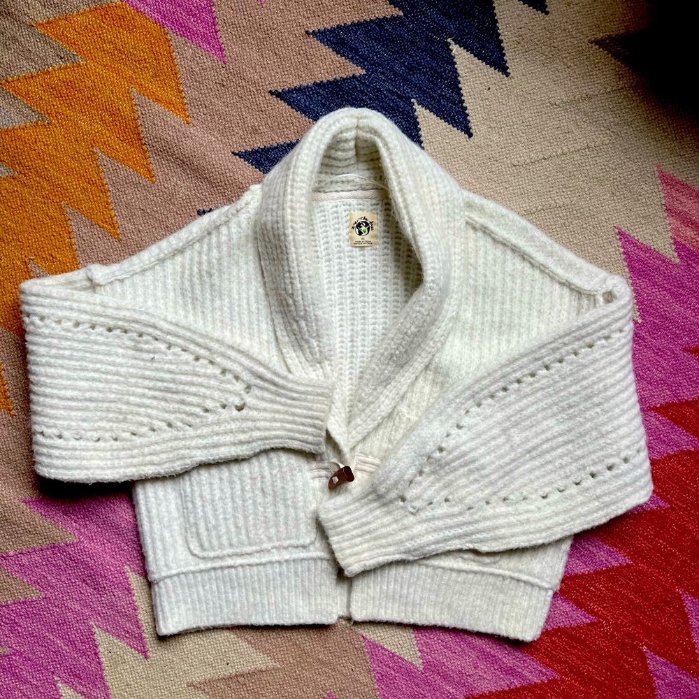 Free People NWOT Pointelle Cropped Cardigan XS